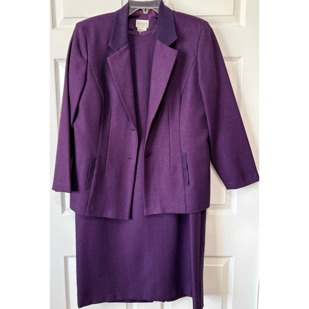 Vintage KORET Purple Herringbone Polyester Dress Suit Blazer Career Classic~16